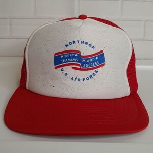 Vintage 80's Northrop US Air Force USA Red White Blue Speedway Snapback Hat Cap